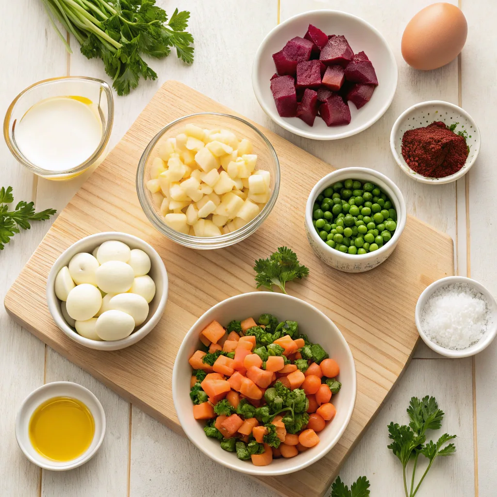 a-clean-flat-lay-photo-of-ingredients-for-dominica Flat lay of ingredients for Dominican potato salad on a wooden surface