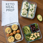 Weekly keto meal prep with low-carb lunches and snacks organized in containers.